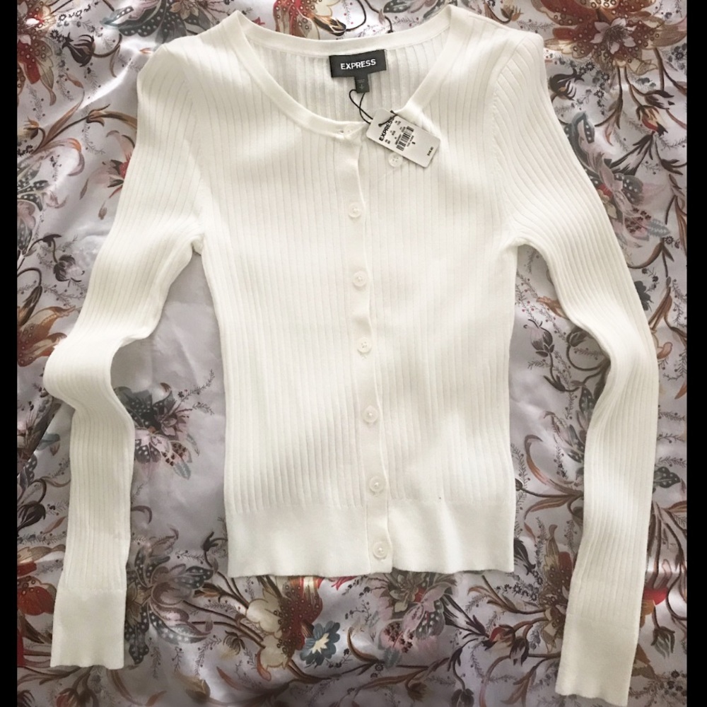Express Ivory Ribbed Cardigan